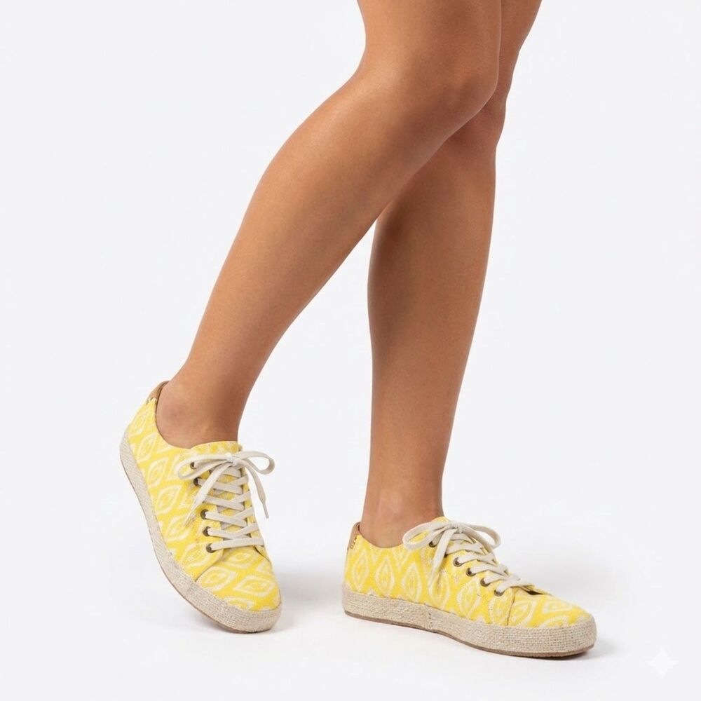 Zodiac Womens Lace Up Sneaker 9.5 Low Top 70s Retro Casual Festival Indie Yellow
